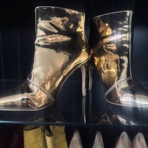 Cape Robbin Gold Heeled Boots with Stiletto Heel